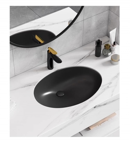 Chậu rửa mặt lavabo bằng đá âm bàn màu đen cao cấp BRMA001