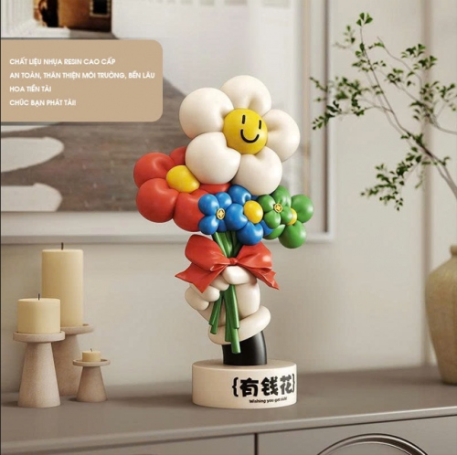Đồ decor trang trí hình bó hoa mặt cười 006