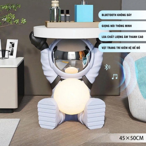 Đồ decor trang trí kết hợp bàn để đồ hình phi hành gia ngồi có đèn LED kết hợp bluetooth 010