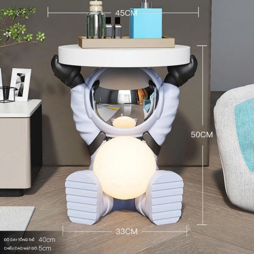 Đồ decor trang trí kết hợp bàn để đồ hình phi hành gia ngồi có đèn LED kết hợp bluetooth 010