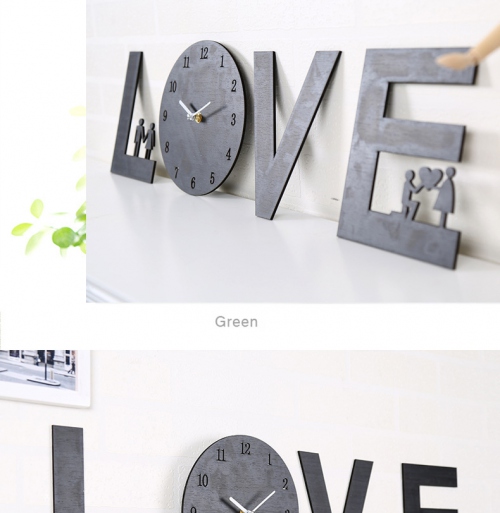 Đồng hồ treo tường bằng gỗ chữ LOVE 013