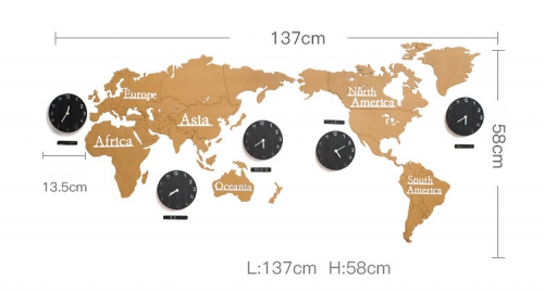 Đồng hồ treo tường hình bản đồ thế giới độc đáo 011