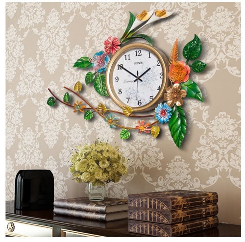 Đồng hồ treo tường thiết kế hoa lá nghệ thuật 176