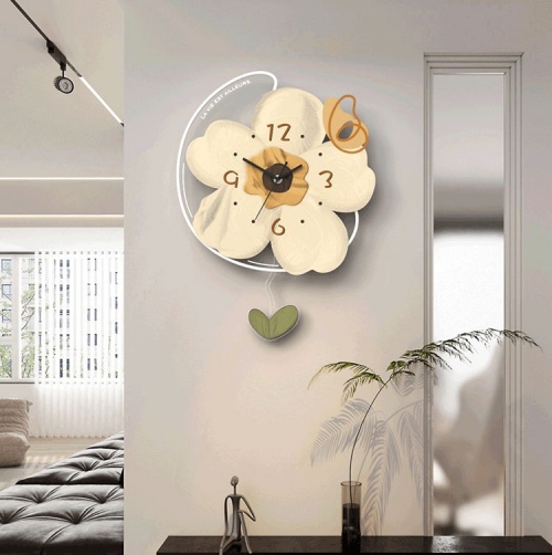 Đồng hồ treo tường trang trí hình hoa nhài có đèn 358
