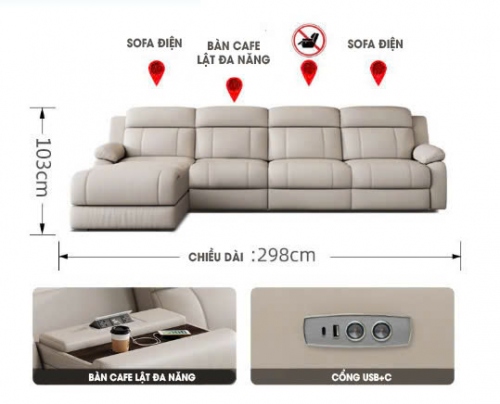 SFD006 - Ghế Sofa điện thông minh 1 lật đa năng cao cấp