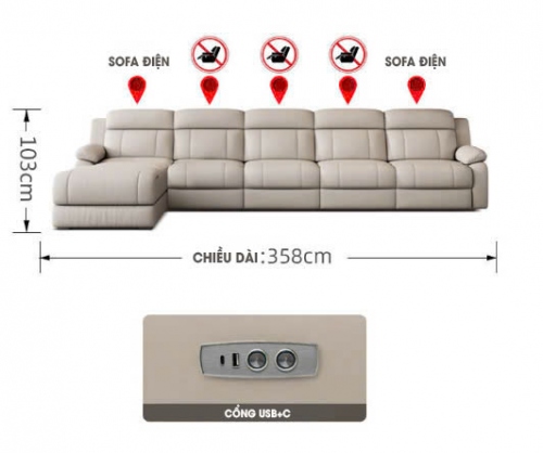 SFD014 - Ghế Sofa điện thông minh da bò thư giãn