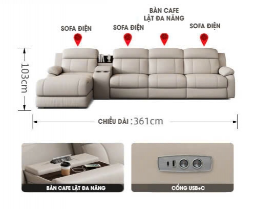 SFD033 - Ghế Sofa phiên bản nâng cấp thư giãn chỉnh điện có ghế lật tiện lợi