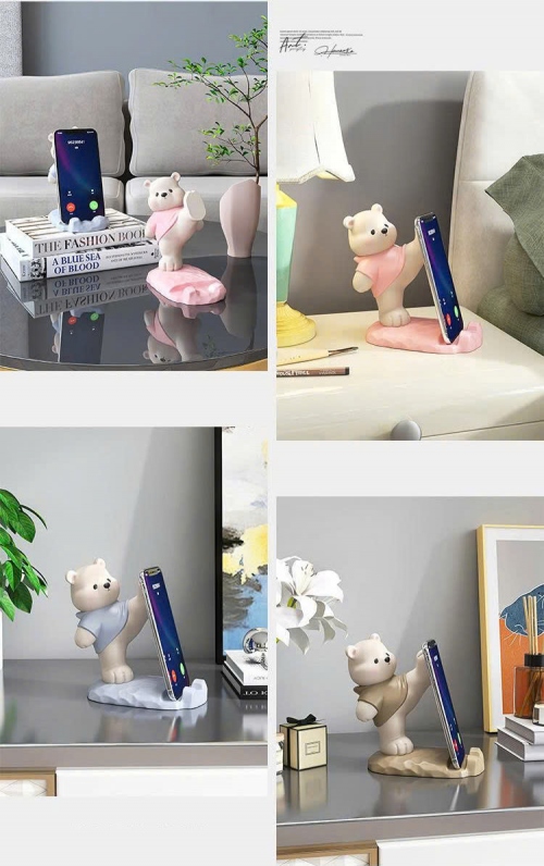 Giá đỡ điện thoại decor trang trí hình gấu trắng cao cấp 047