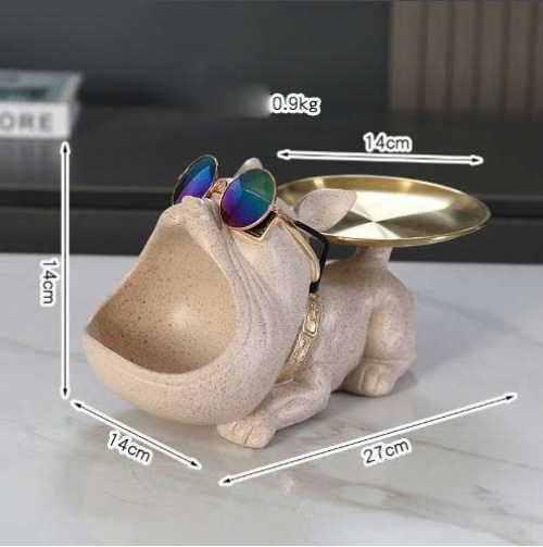 Hộp đựng đồ decor trang trí hình chó Bulldog Pháp cao cấp 038