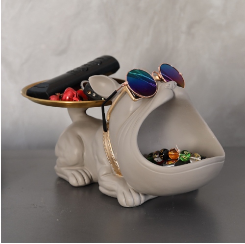 Hộp đựng đồ decor trang trí hình chó Bulldog Pháp cao cấp 038