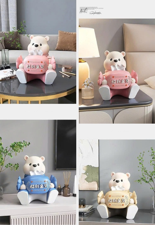Hộp đựng giấy decor trang trí hình gấu dễ thương cao cấp 049