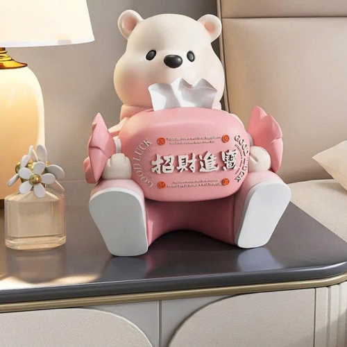 Hộp đựng giấy decor trang trí hình gấu dễ thương cao cấp 049