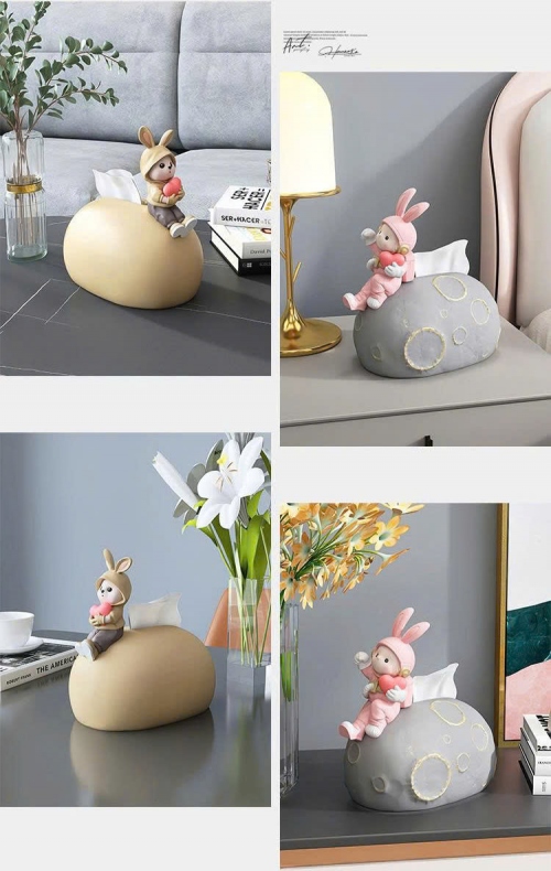 Hộp đựng khăn giấy decor hình bé thỏ dễ thương 033