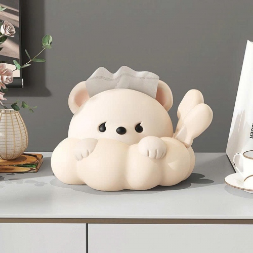 Hộp đựng khăn giấy rút decor trang trí hình gấu bông mây dễ thương 026
