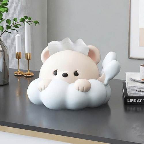 Hộp đựng khăn giấy rút decor trang trí hình gấu bông mây dễ thương 026