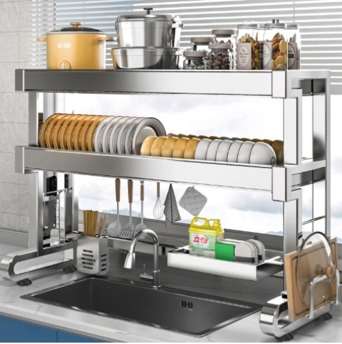 Kệ để bồn rửa chén bát thoát nước bằng thép không gỉ 304 đa năng 079