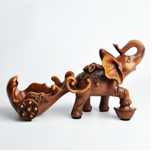 Kệ đựng rượu trang trí decor voi kéo xe phong thủy sang trọng 042