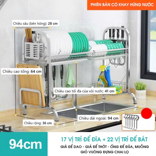 Kệ úp chén trên bồn rửa inox tiện ích 019