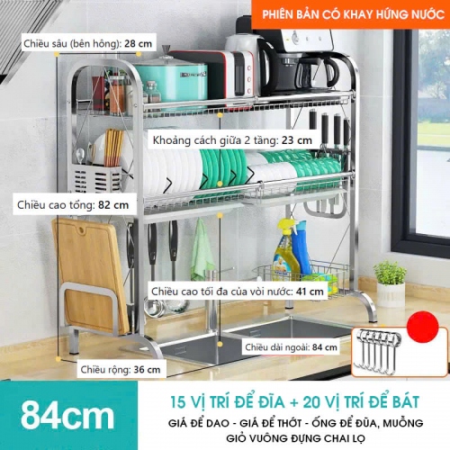 Kệ úp chén trên bồn rửa inox tiện ích 019