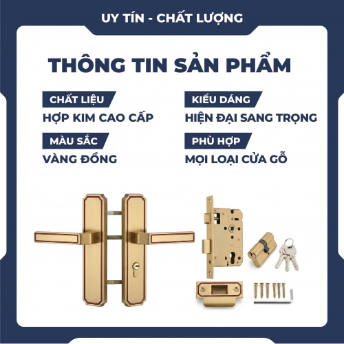 Khóa tay gạt gắn cửa gỗ kiểu dáng đơn giản KCSP010