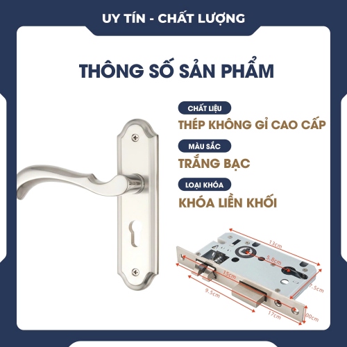 Khóa tay gạt phòng ngủ bằng thép không gỉ KCSP001