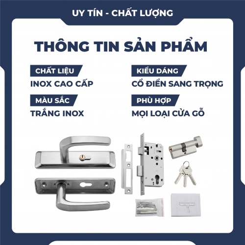 Khóa tay gạt phòng ngủ bằng thép không gỉ KCSP012