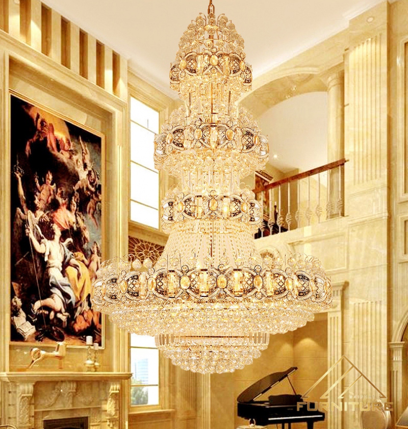 Tiết lộ showroom bán đèn chùm thông tầng treo sảnh khách sạn cao cấp