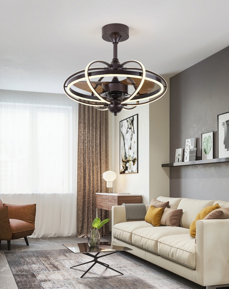 Vua bán quạt trần có gắn đèn chùm trang trí phòng khách hiện đại cao cấp giá rẻ tphcm