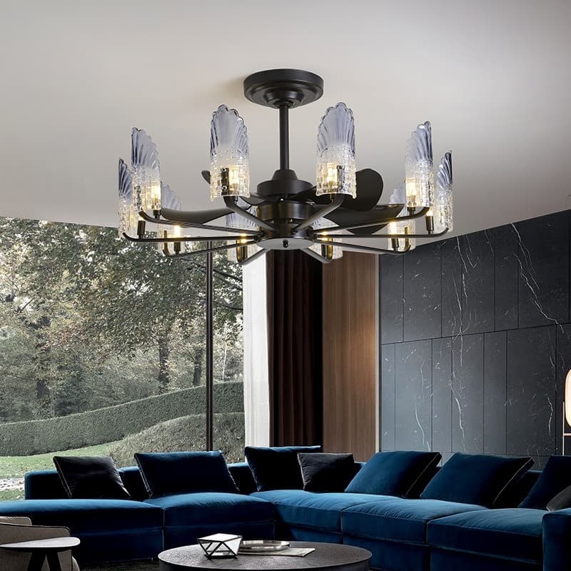 Vua bán quạt trần đèn chùm trang trí phòng khách hiện đại cao cấp giá rẻ tphcm