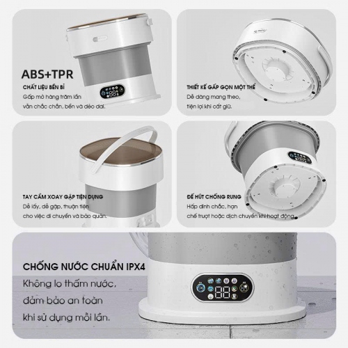 Máy giặt gấp đa năng dùng để giặt đồ lót, tất, quần áo trẻ em MG001