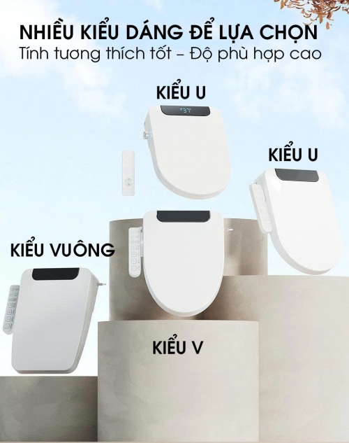 Nắp Bồn Cầu Điện Tử Thông Minh Tự Động Khử Mùi Diệt Khuẩn