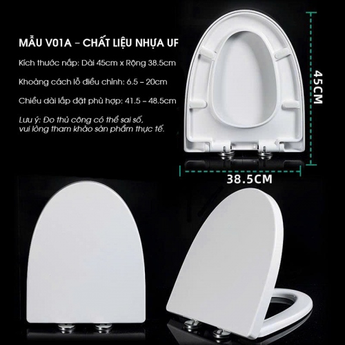 Nắp Bồn Cầu Đóng Mở Êm Ái Chất Liệu Nhựa UF Bền Đẹp NBCTM010