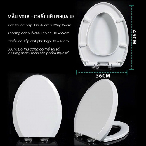 Nắp Bồn Cầu Đóng Mở Êm Ái Chất Liệu Nhựa UF Bền Đẹp NBCTM010
