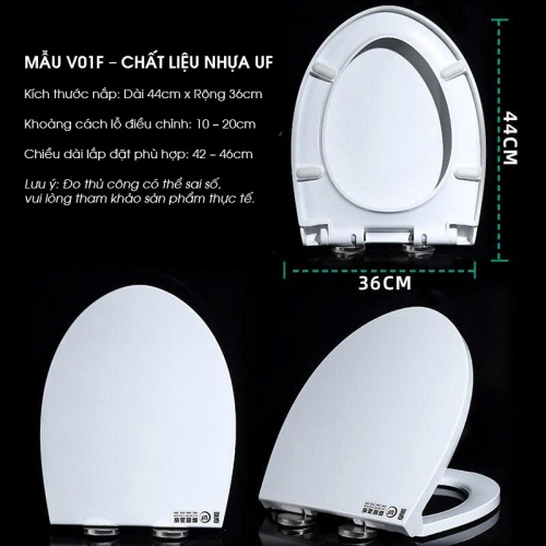 Nắp Bồn Cầu Đóng Mở Êm Ái Chất Liệu Nhựa UF Bền Đẹp NBCTM010