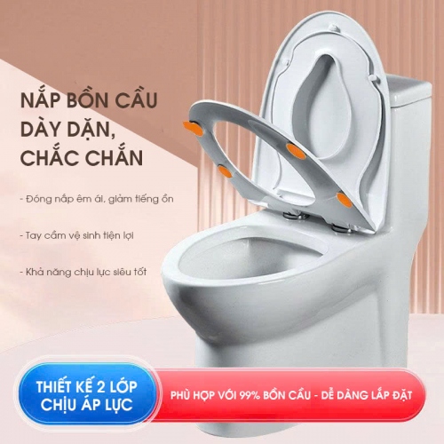 Nắp Bồn Cầu Nhựa PP Nguyên Sinh Cao Cấp Mẫu Trắng Bóng Dễ Lau Chùi NBCTM012