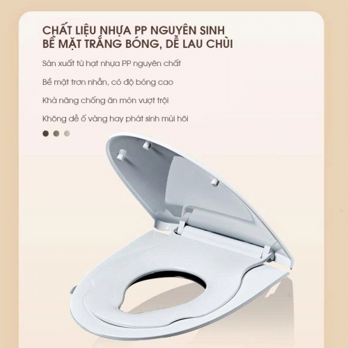 Nắp Bồn Cầu Nhựa PP Nguyên Sinh Cao Cấp Mẫu Trắng Bóng Dễ Lau Chùi NBCTM012