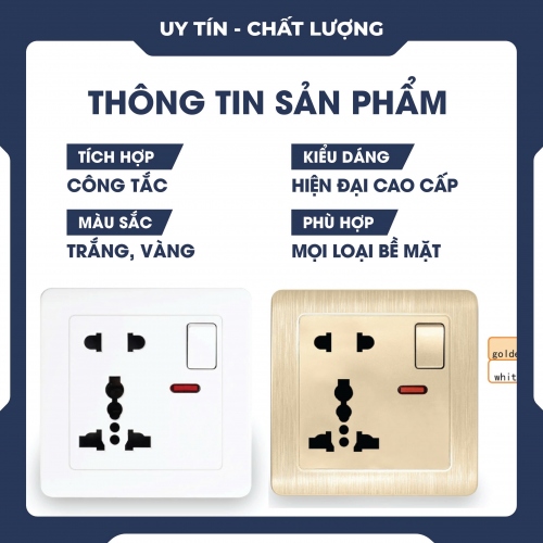 Ổ cắm điện 5 lỗ âm tường có công tắc 009