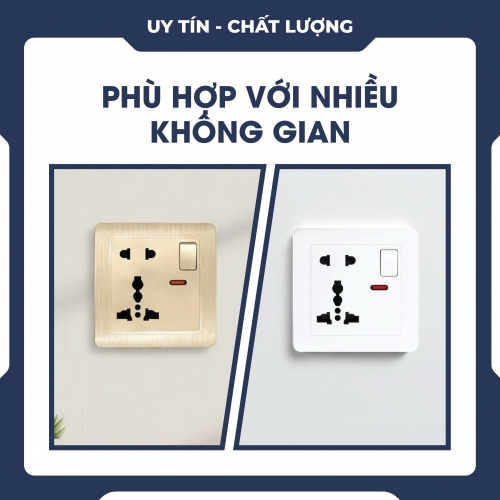 Ổ cắm điện 5 lỗ âm tường có công tắc 009