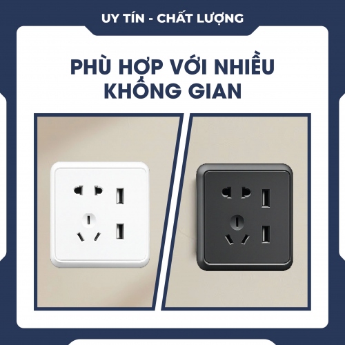 Ổ cắm điện 7 lỗ âm tường cổng USB kiểu tròn 011