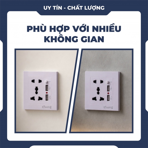 Ổ cắm điện âm tường có công tắc tích hợp cổng usb đa năng 003