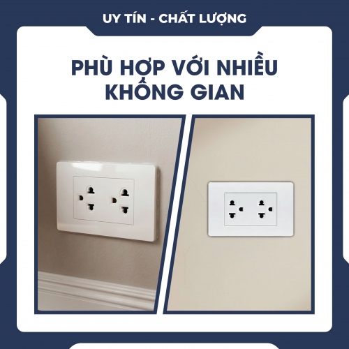 Ổ cắm điện âm tường đôi 6 lỗ đa năng an toàn tiện dụng OCD016