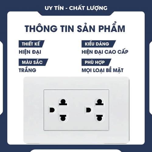 Ổ cắm điện âm tường đôi 6 lỗ đa năng an toàn tiện dụng OCD016