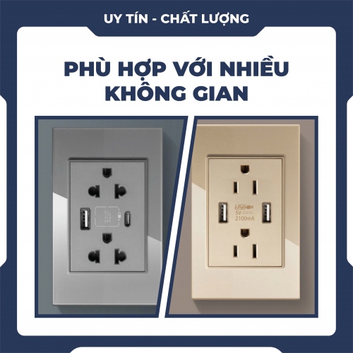 Ổ cắm điện âm tường tích hợp cổng usb sạc nhanh đa năng 014