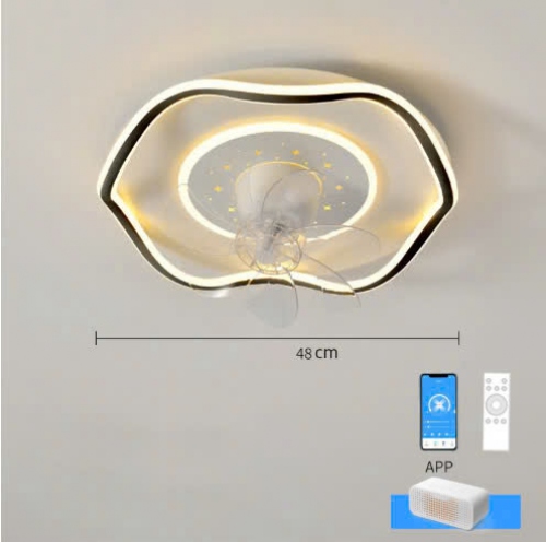 QTD174 - Quạt Trần Đen LED Sao Đêm Ánh Sáng Cao Cấp