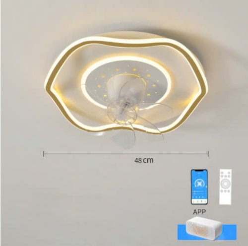 QTD174 - Quạt Trần Đen LED Sao Đêm Ánh Sáng Cao Cấp