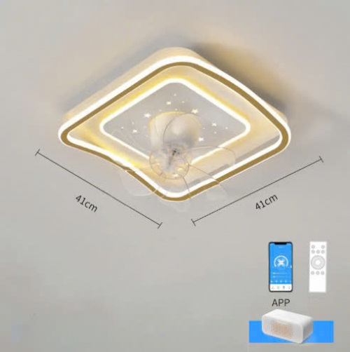 QTD175 - Quạt Trần Đèn Vuông Vầng Sao LED Thông Minh Điều Khiển Từ Xa