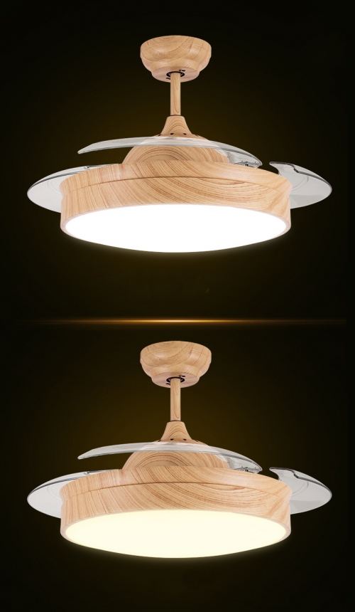 Quạt trần đèn màu gỗ điều khiển 36 inch 045