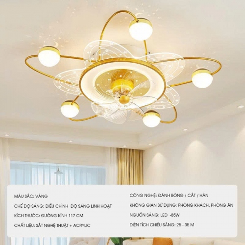 Quạt trần đèn trang trí hiện đại cao cấp thiết kế sang trọng QTDOR179
