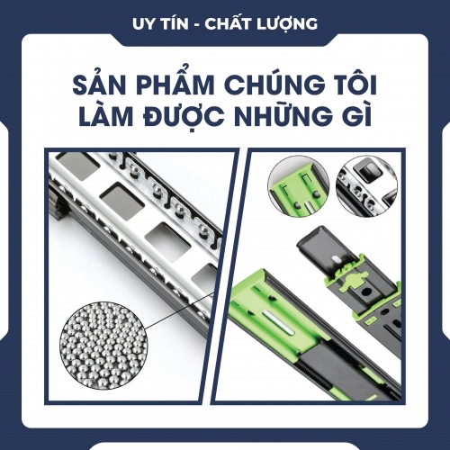 Ray bi trượt ngăn kéo hộc tủ có giảm chấn cao cấp 001