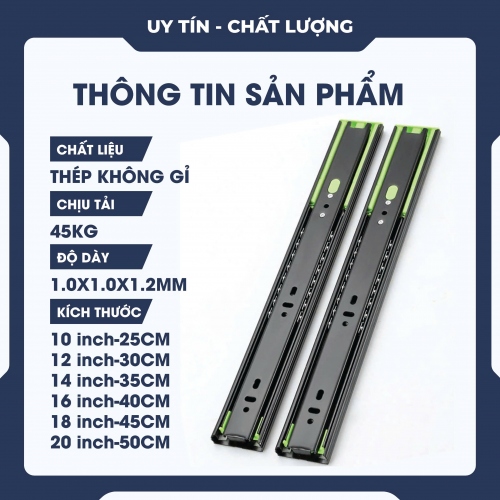 Ray bi trượt ngăn kéo hộc tủ có giảm chấn cao cấp 001